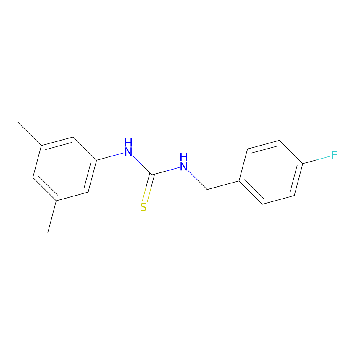 N-(3,5-dimethylphenyl)-N'-(4-fluorobenzyl)thiourea molecular structure, CAS 433258-30-1