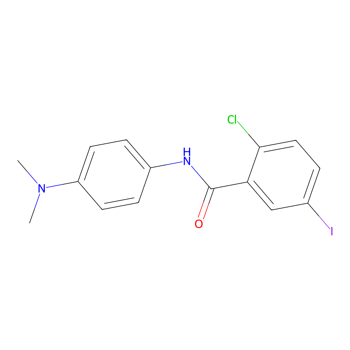 2-chloro-N-[4-(dimethylamino)phenyl]-5-iodobenzamide molecular structure, CAS 433258-35-6