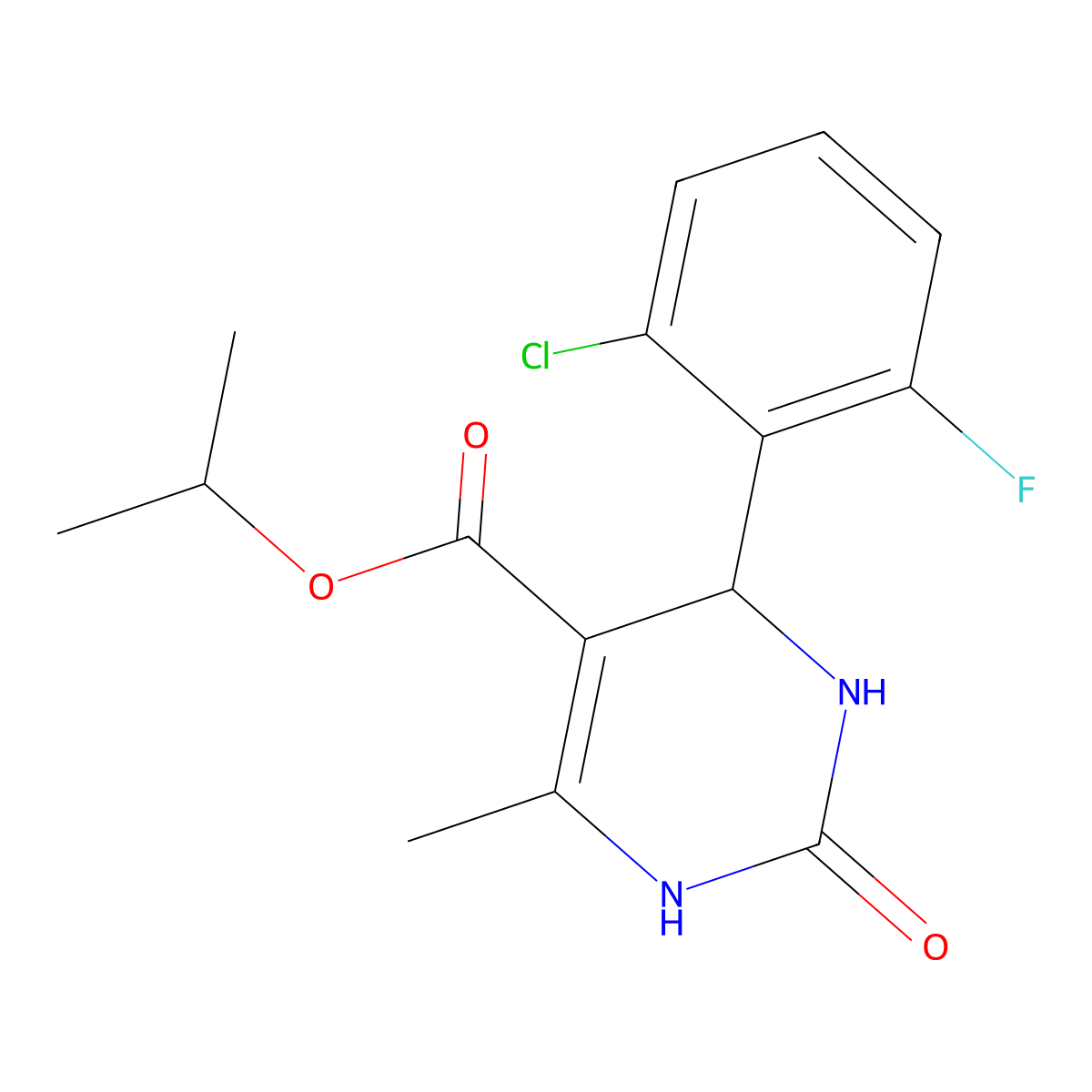 Propan-2-yl 4-(2-chloro-6-fluorophenyl)-6-methyl-2-oxo-1,2,3,4-tetrahydropyrimidine-5-carboxylate molecular structure, CAS 433258-38-9
