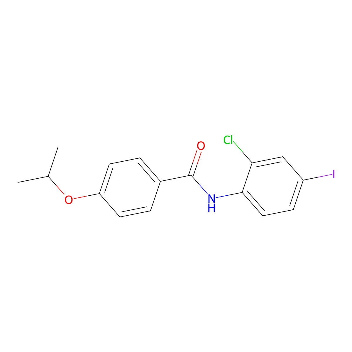 N-(2-chloro-4-iodophenyl)-4-propan-2-yloxybenzamide molecular structure, CAS 433258-54-9
