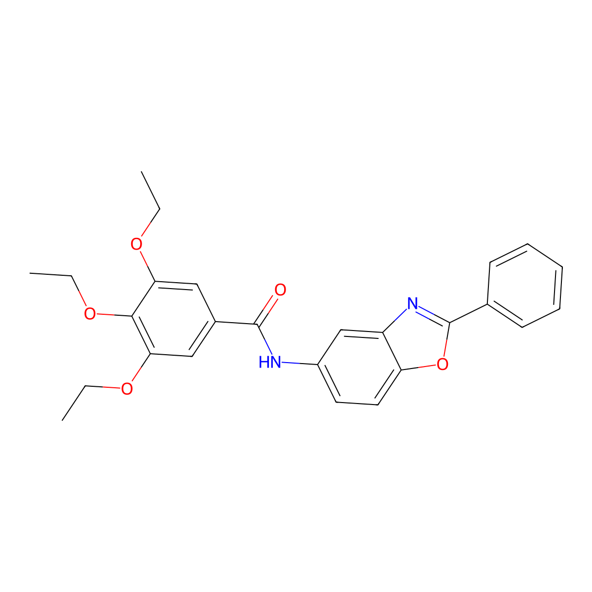 3,4,5-triethoxy-N-(2-phenyl-1,3-benzoxazol-5-yl)benzamide molecular structure, CAS 433258-60-7