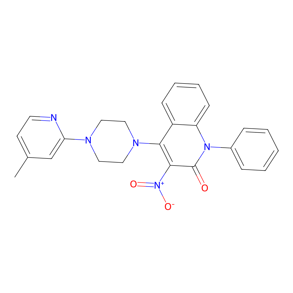 4-(4-(4-methylpyridin-2-yl)piperazin-1-yl)-3-nitro-1-phenylquinolin-2(1H)-one molecular structure, CAS 433258-82-3