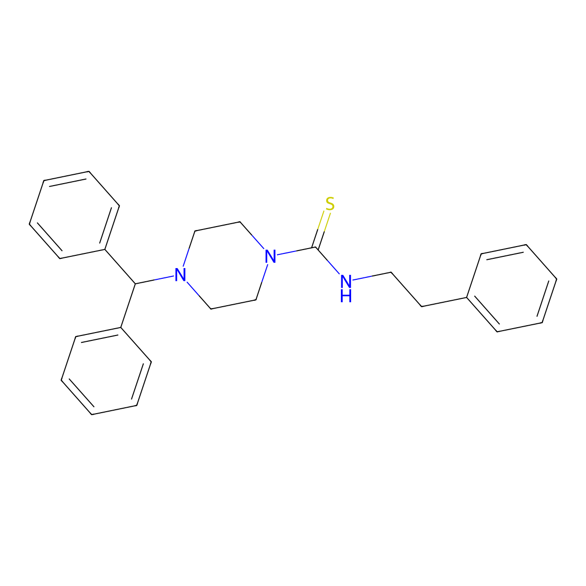 4-(diphenylmethyl)-N-(2-phenylethyl)piperazine-1-carbothioamide molecular structure, CAS 433258-94-7