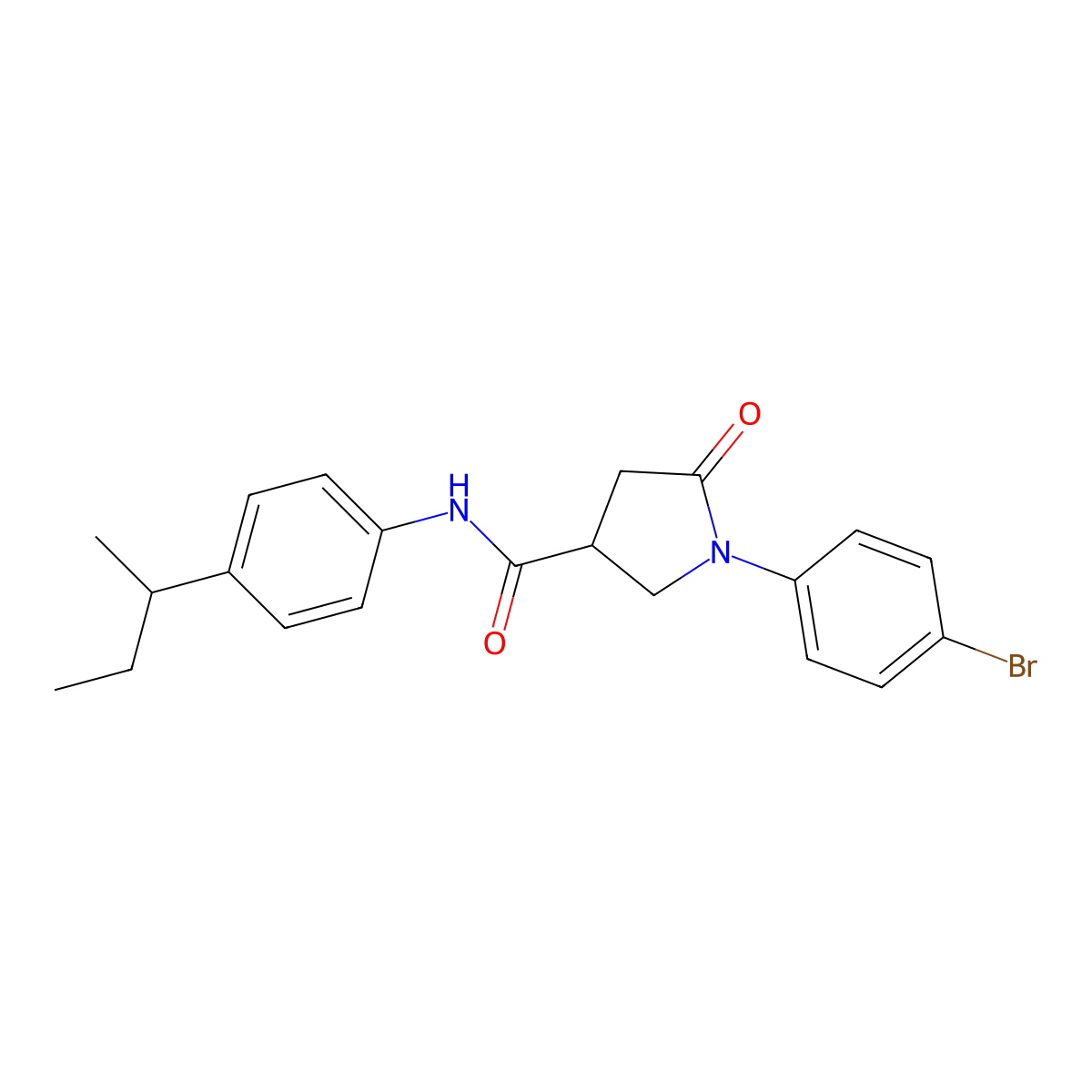 1-(4-bromophenyl)-N-[4-(butan-2-yl)phenyl]-5-oxopyrrolidine-3-carboxamide molecular structure, CAS 433259-02-0