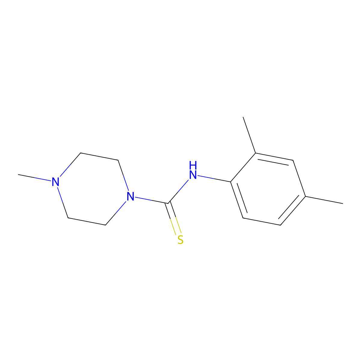 N-(2,4-dimethylphenyl)-4-methylpiperazine-1-carbothioamide molecular structure, CAS 433259-11-1