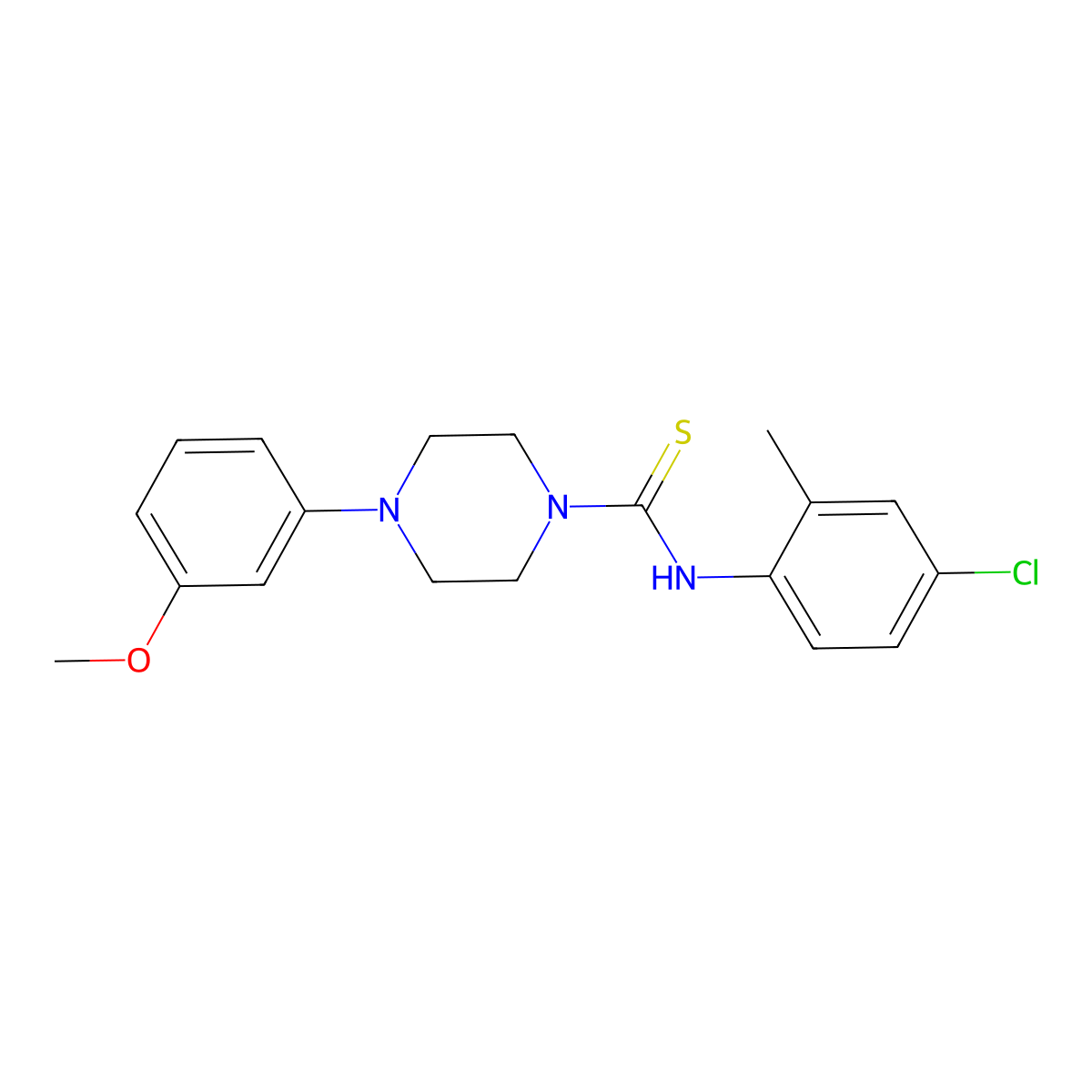 N-(4-chloro-2-methylphenyl)-4-(3-methoxyphenyl)piperazine-1-carbothioamide molecular structure, CAS 433259-25-7