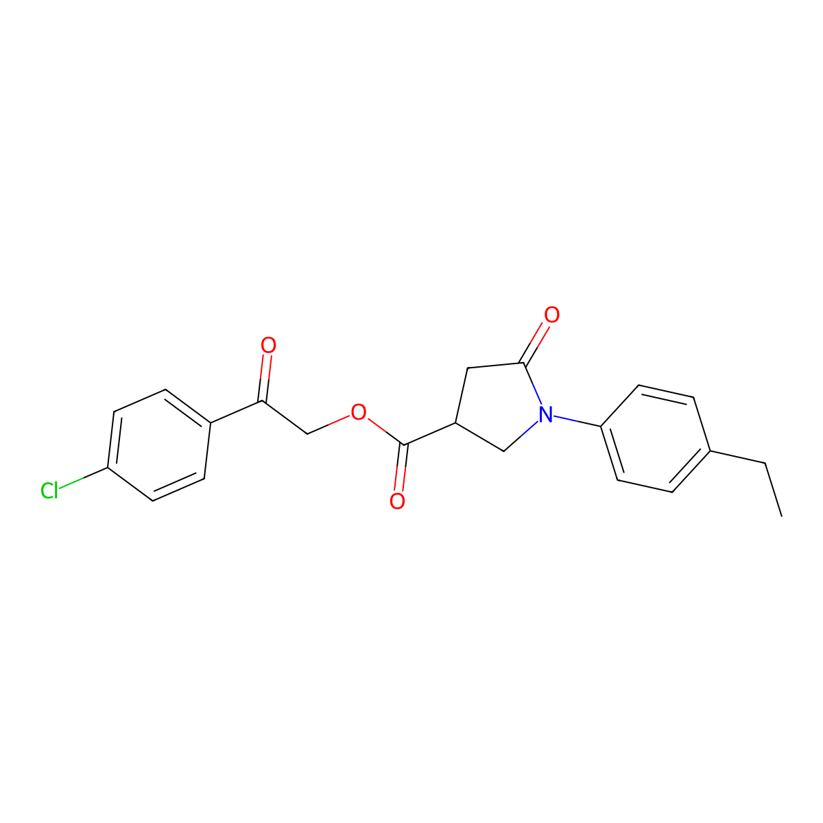 2-(4-Chlorophenyl)-2-oxoethyl 1-(4-ethylphenyl)-5-oxopyrrolidine-3-carboxylate molecular structure, CAS 433259-61-1
