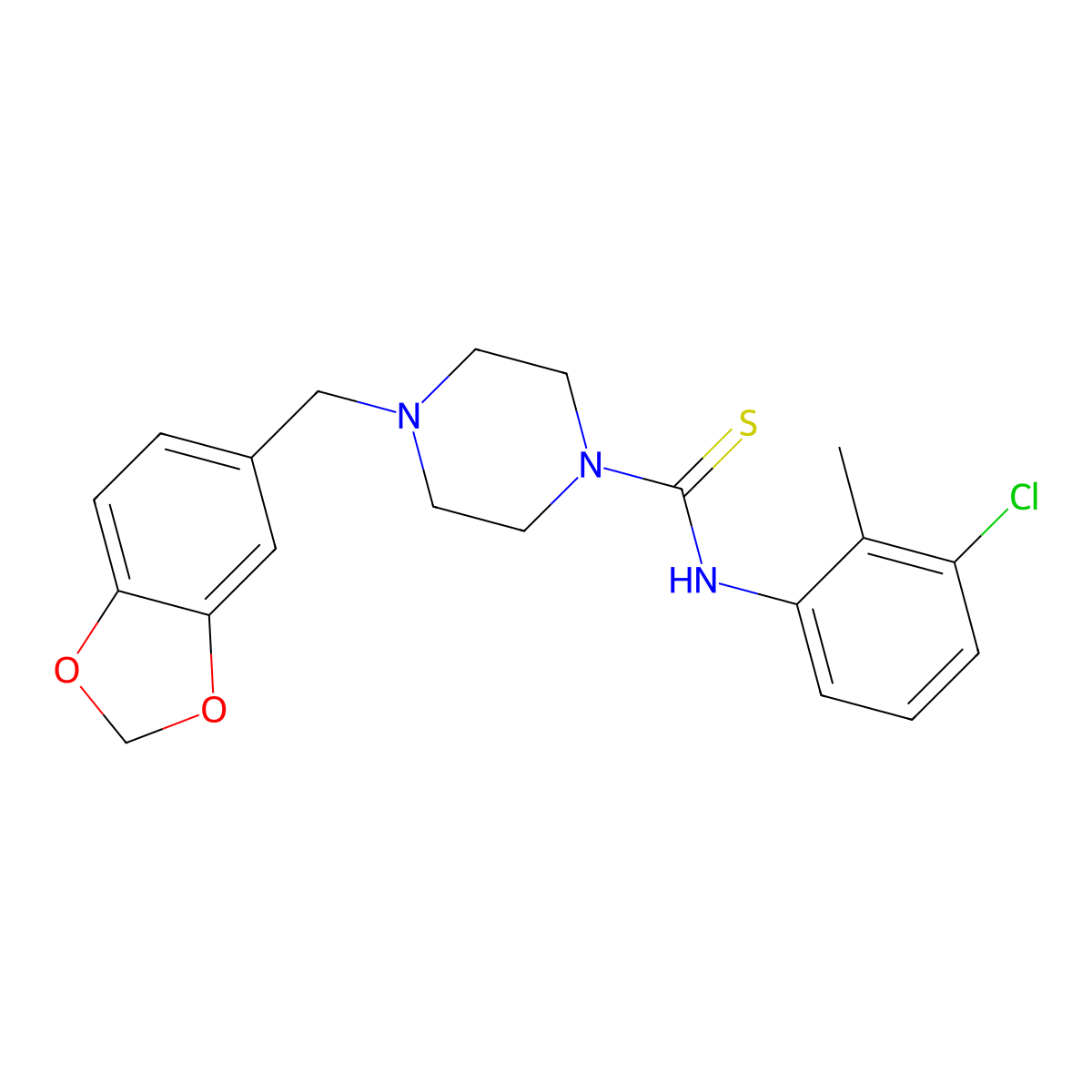4-(1,3-benzodioxol-5-ylmethyl)-N-(3-chloro-2-methylphenyl)piperazine-1-carbothioamide molecular structure, CAS 433259-68-8