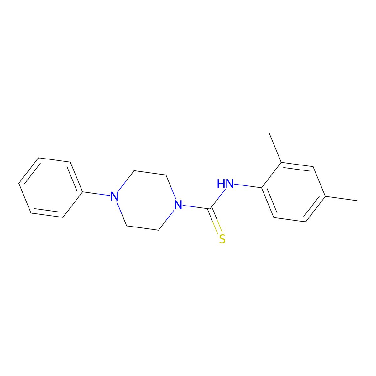 N-(2,4-dimethylphenyl)-4-phenylpiperazine-1-carbothioamide molecular structure, CAS 433259-72-4