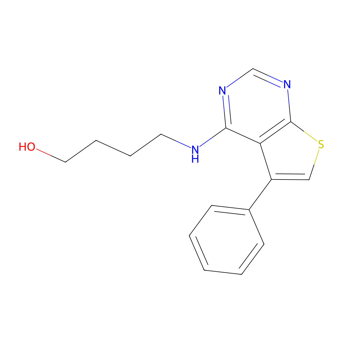 4-[(5-Phenylthieno[2,3-d]pyrimidin-4-yl)amino]butan-1-ol molecular structure, CAS 433259-81-5