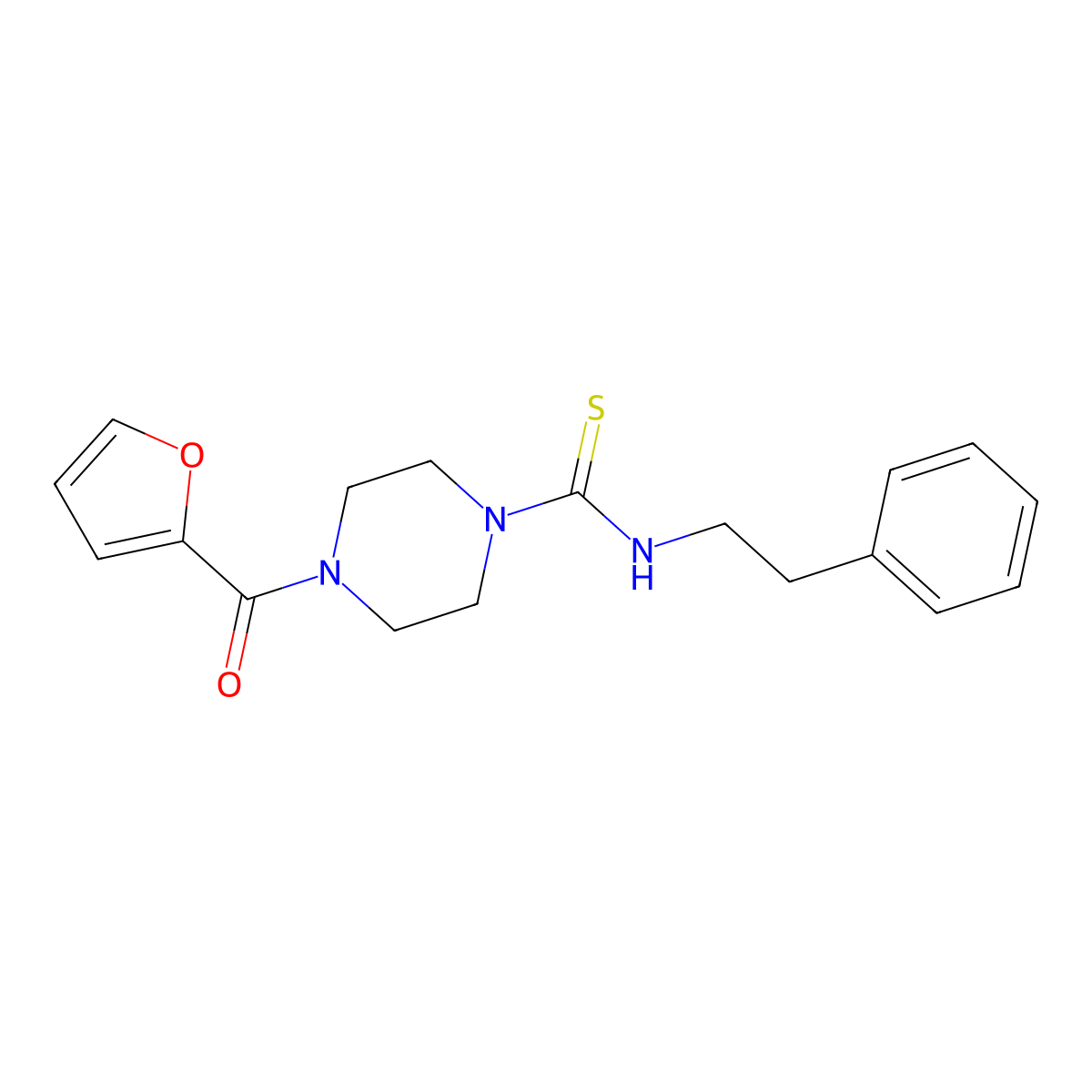 4-(furan-2-ylcarbonyl)-N-(2-phenylethyl)piperazine-1-carbothioamide molecular structure, CAS 433259-82-6