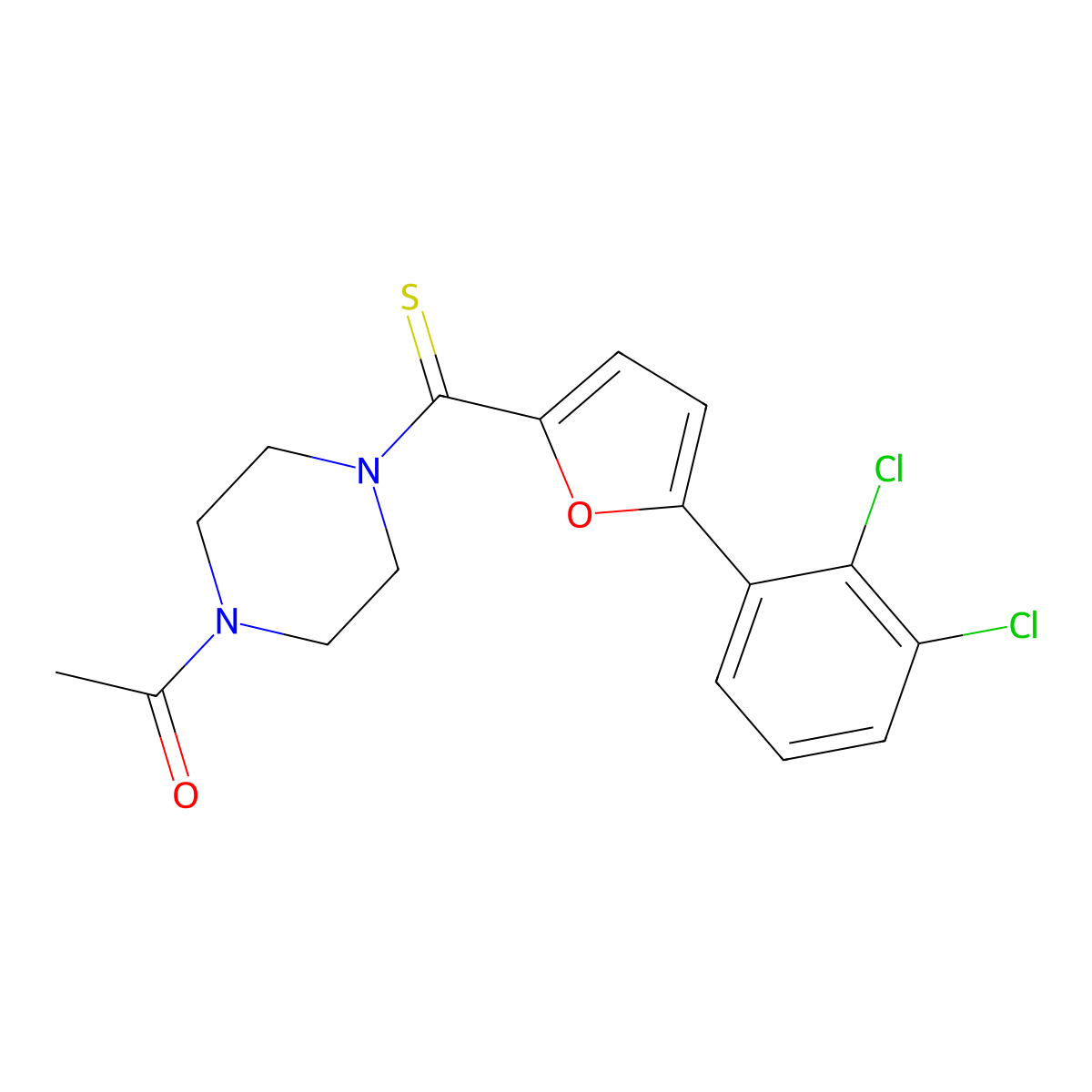 1-[4-[5-(2,3-Dichlorophenyl)furan-2-carbothioyl]piperazin-1-yl]ethanone molecular structure, CAS 433259-92-8