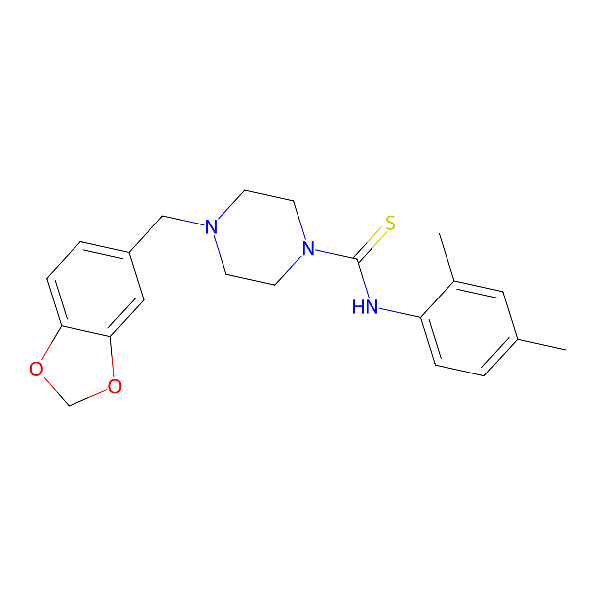 4-(1,3-benzodioxol-5-ylmethyl)-N-(2,4-dimethylphenyl)piperazine-1-carbothioamide molecular structure, CAS 433259-97-3