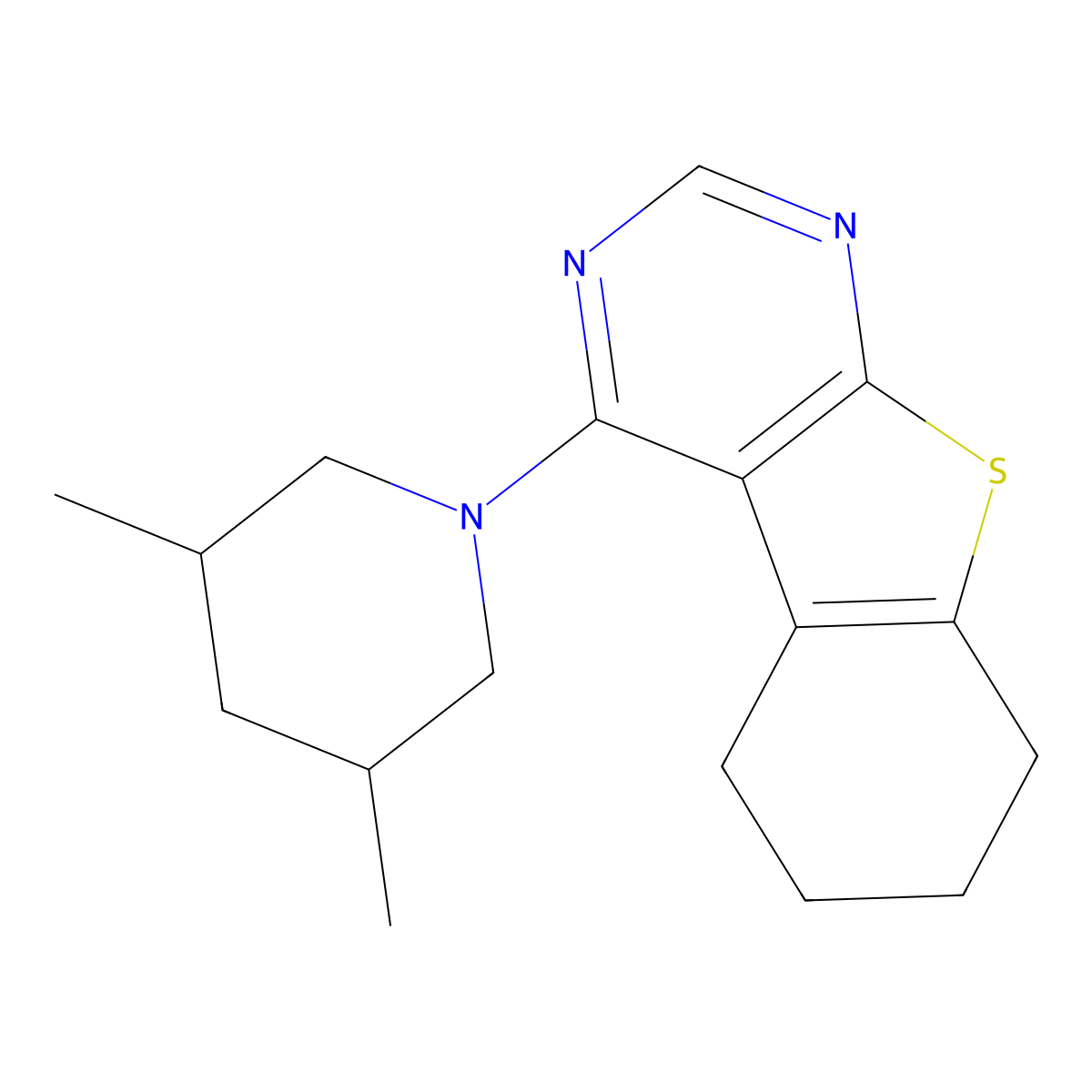 4-(3,5-Dimethylpiperidin-1-yl)-5,6,7,8-tetrahydro[1]benzothieno[2,3-d]pyrimidine molecular structure, CAS 433260-35-6
