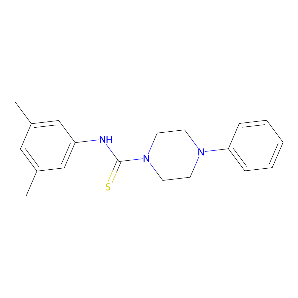 N-(3,5-dimethylphenyl)-4-phenylpiperazine-1-carbothioamide molecular structure, CAS 433260-43-6