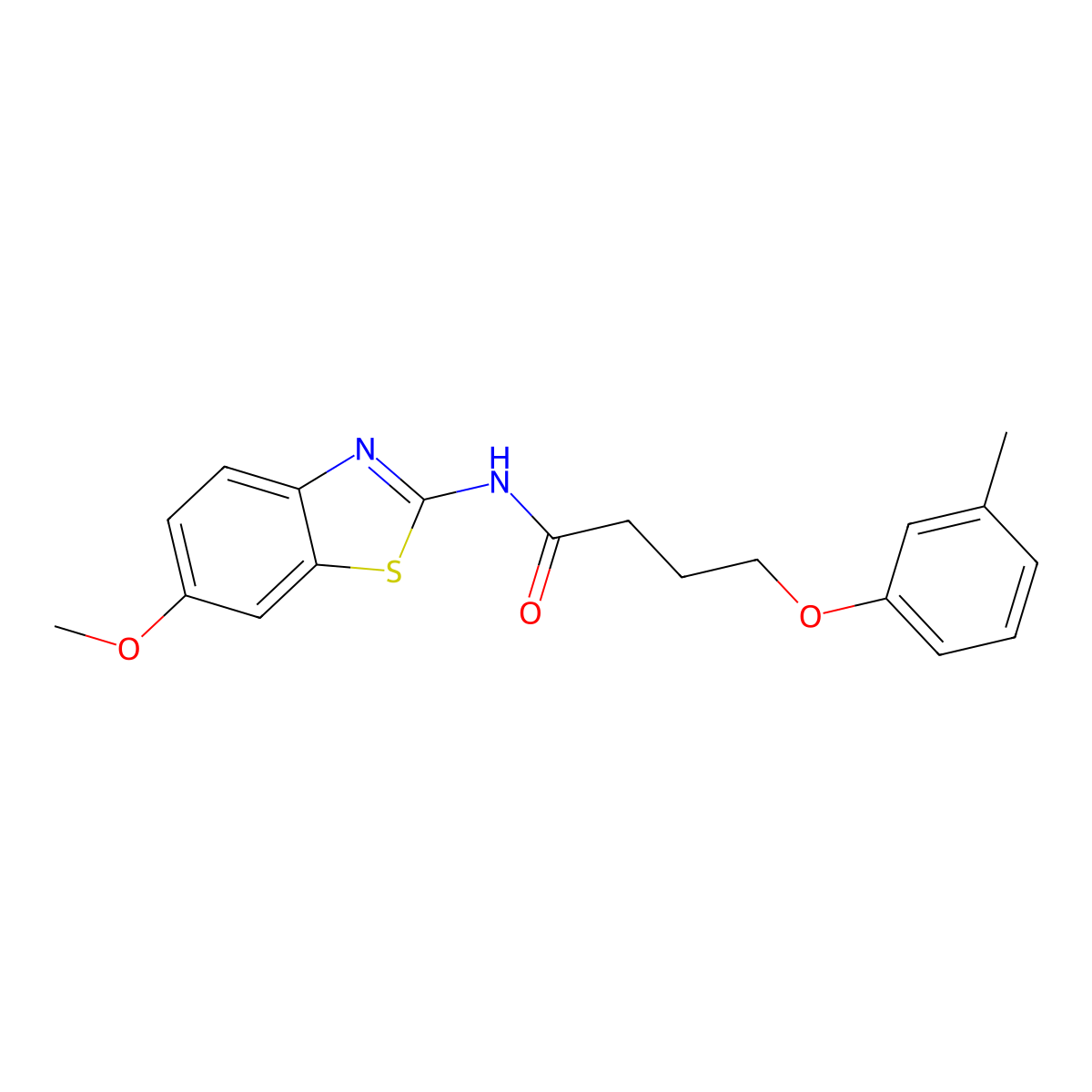 N-(6-methoxy-1,3-benzothiazol-2-yl)-4-(3-methylphenoxy)butanamide molecular structure, CAS 433260-58-3