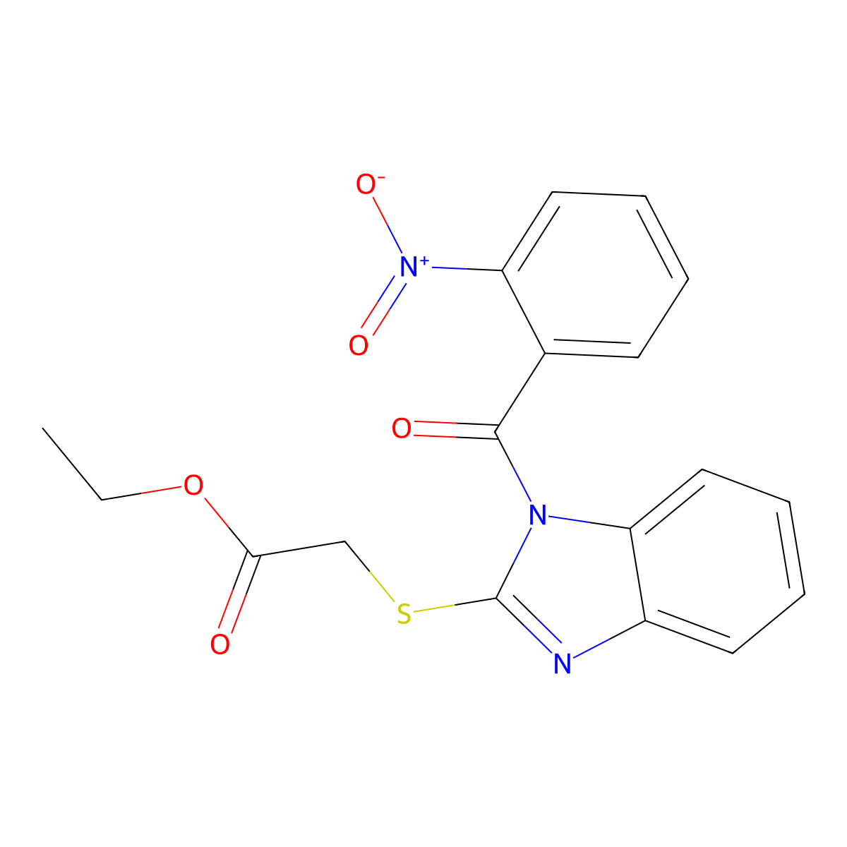 Ethyl 2-[1-(2-nitrobenzoyl)benzimidazol-2-yl]sulfanylacetate molecular structure, CAS 433260-63-0