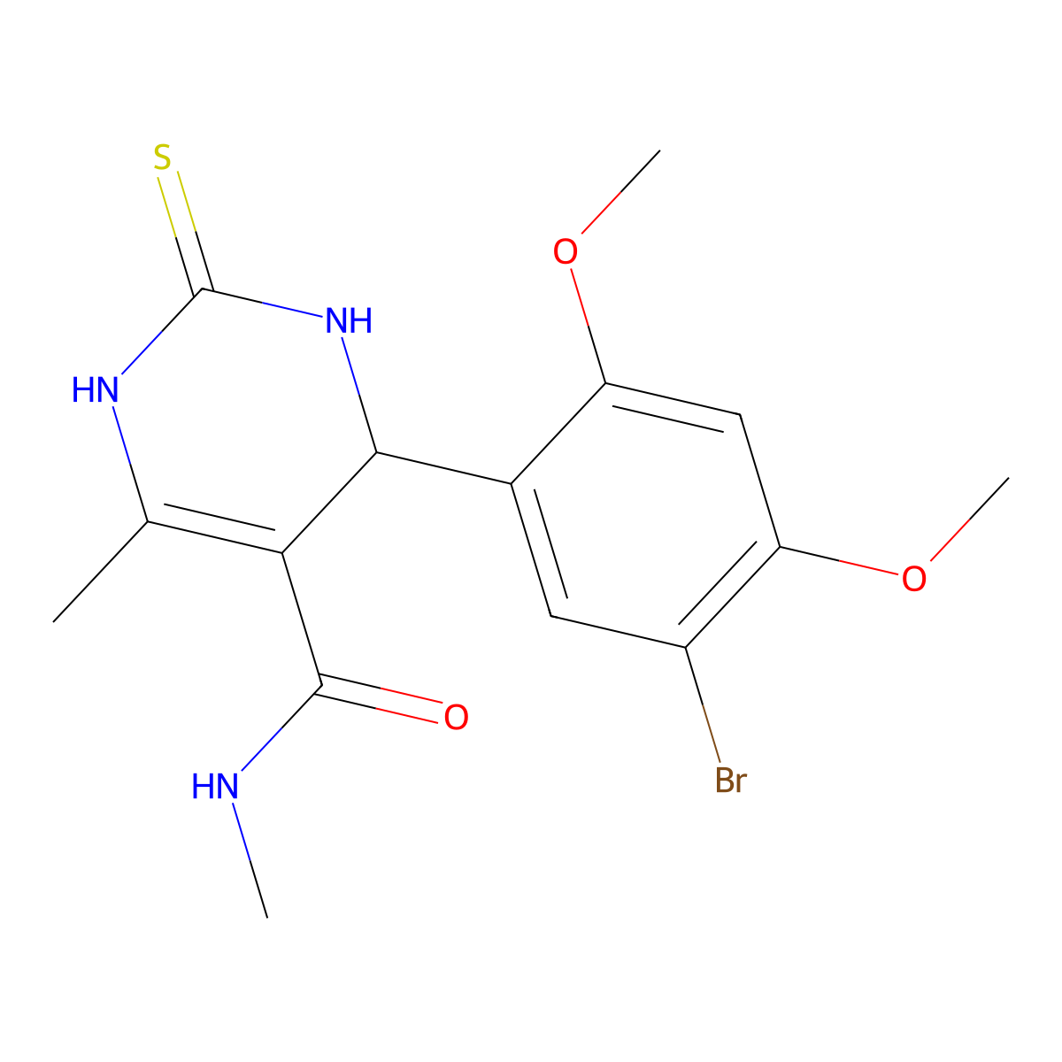 4-(5-bromo-2,4-dimethoxyphenyl)-N,6-dimethyl-2-sulfanylidene-3,4-dihydro-1H-pyrimidine-5-carboxamide molecular structure, CAS 433260-65-2