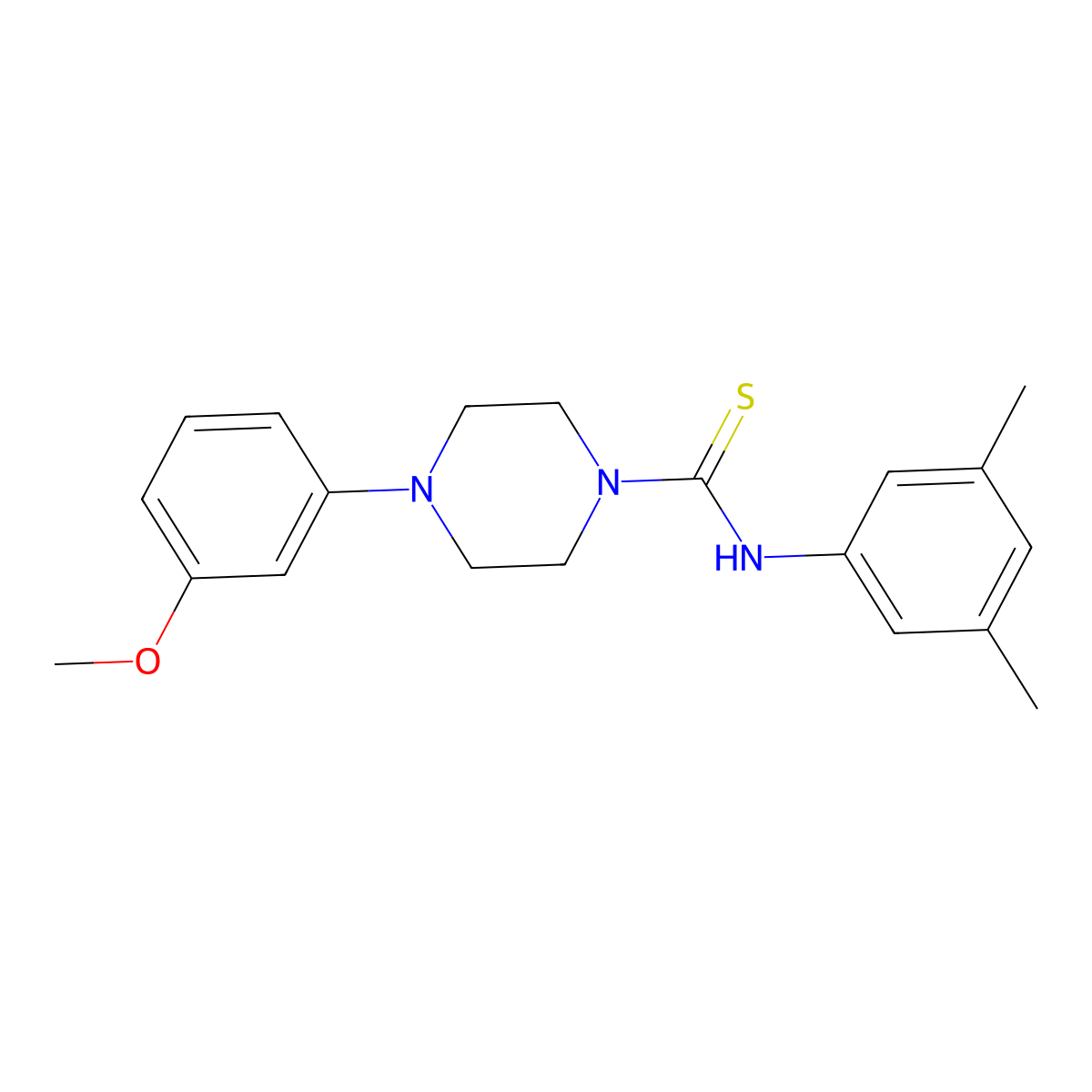 N-(3,5-dimethylphenyl)-4-(3-methoxyphenyl)-1-piperazinecarbothioamide molecular structure, CAS 433260-72-1