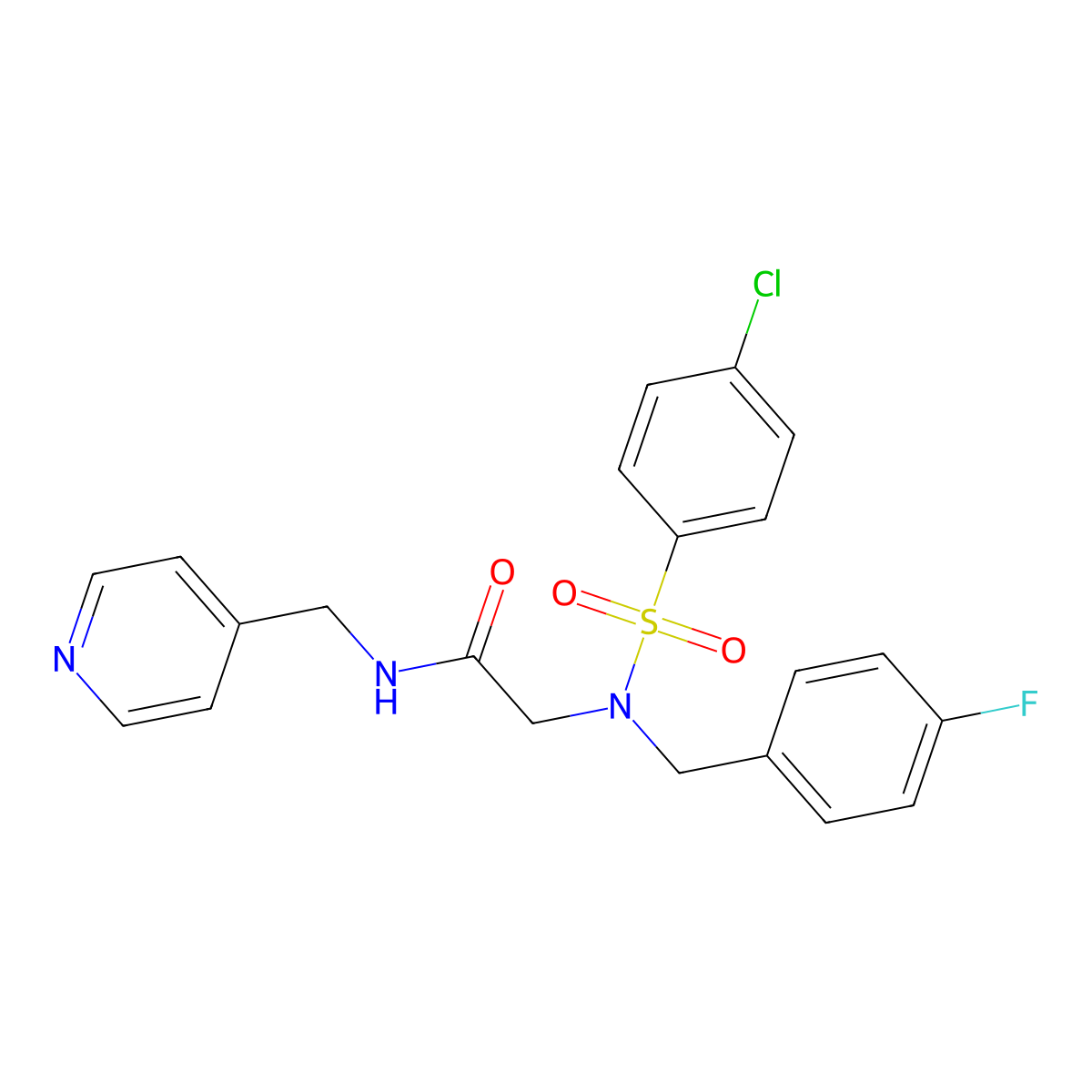 2-[(4-chlorophenyl)sulfonyl-[(4-fluorophenyl)methyl]amino]-N-(pyridin-4-ylmethyl)acetamide molecular structure, CAS 433260-73-2
