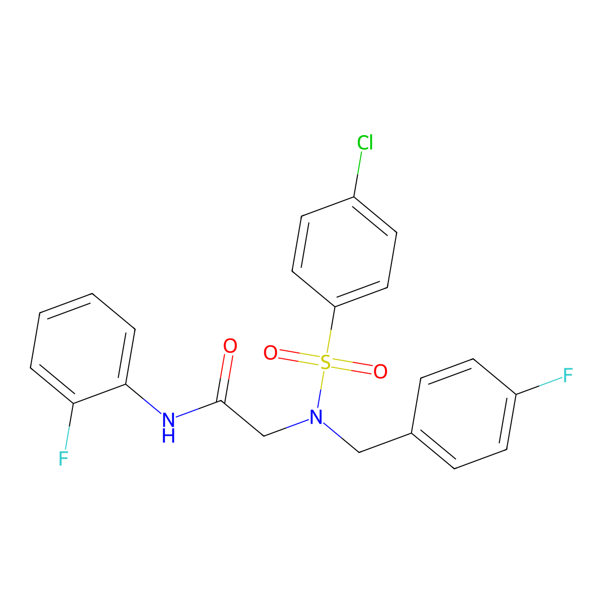 2-[(4-chlorophenyl)sulfonyl-[(4-fluorophenyl)methyl]amino]-N-(2-fluorophenyl)acetamide molecular structure, CAS 433260-90-3