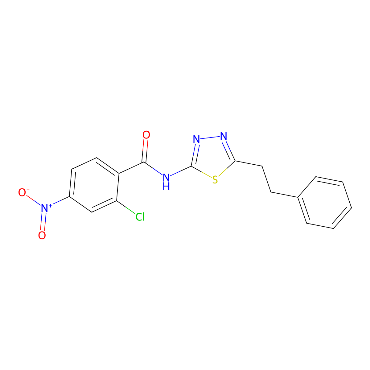 2-chloro-4-nitro-N-(5-phenethyl-1,3,4-thiadiazol-2-yl)benzamide molecular structure, CAS 433261-31-5
