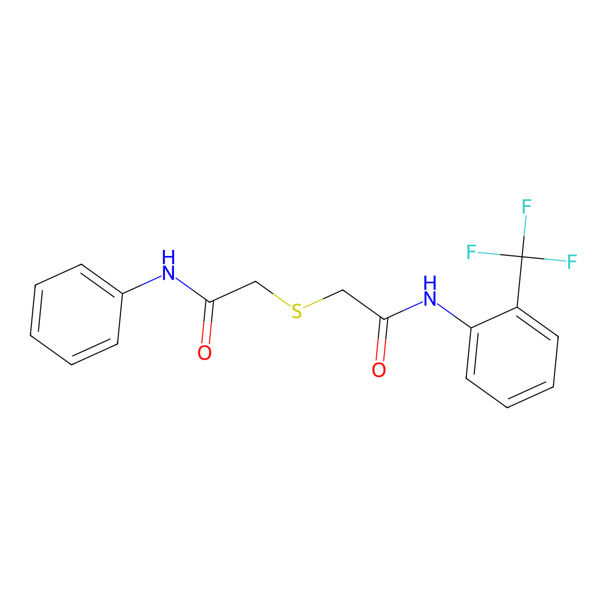 2-[2-oxo-2-[2-(trifluoromethyl)anilino]ethyl]sulfanyl-N-phenylacetamide molecular structure, CAS 433261-49-5