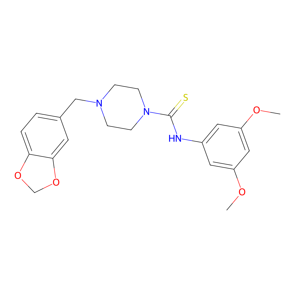 4-(1,3-benzodioxol-5-ylmethyl)-N-(3,5-dimethoxyphenyl)piperazine-1-carbothioamide molecular structure, CAS 433261-56-4