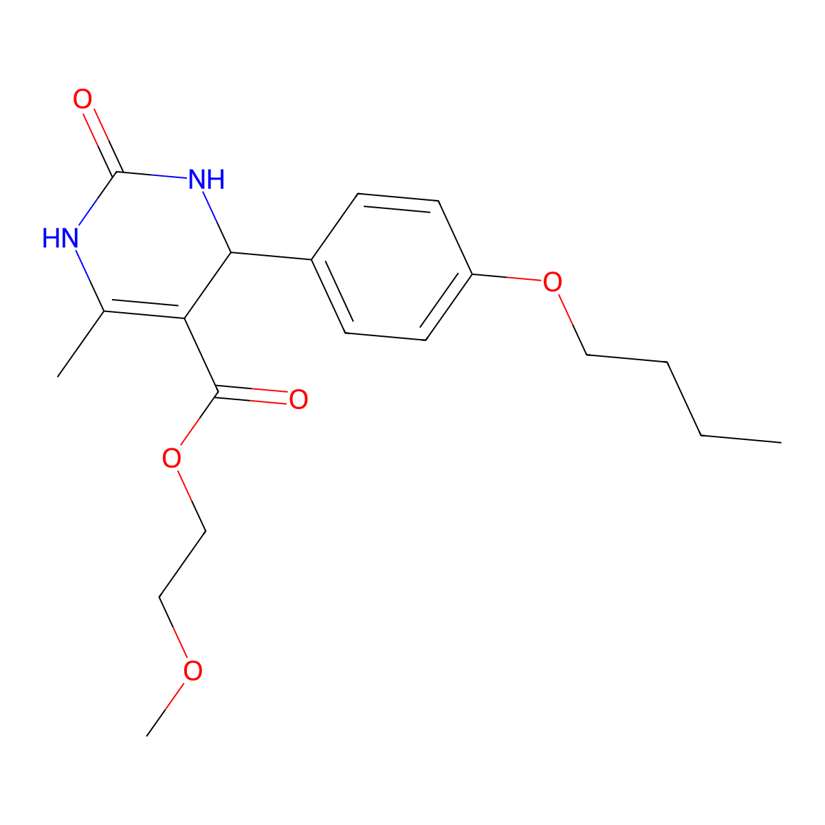 2-Methoxyethyl 4-(4-butoxyphenyl)-6-methyl-2-oxo-1,2,3,4-tetrahydropyrimidine-5-carboxylate molecular structure, CAS 433261-59-7
