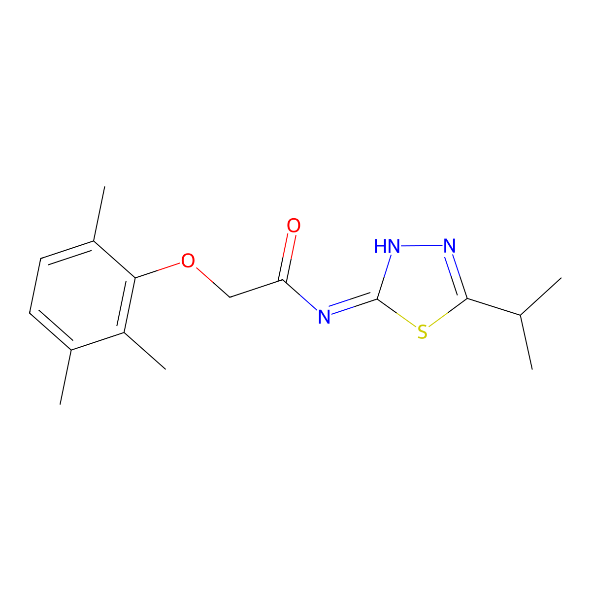 N-[5-(propan-2-yl)-1,3,4-thiadiazol-2-yl]-2-(2,3,6-trimethylphenoxy)acetamide molecular structure, CAS 433261-67-7