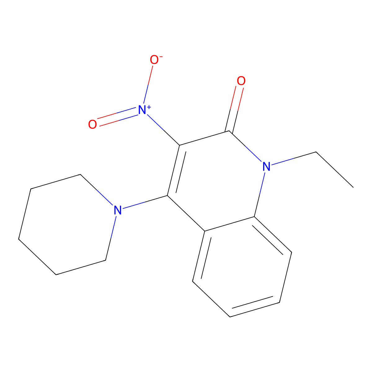 1-ethyl-3-nitro-4-(piperidin-1-yl)quinolin-2(1H)-one molecular structure, CAS 433261-73-5