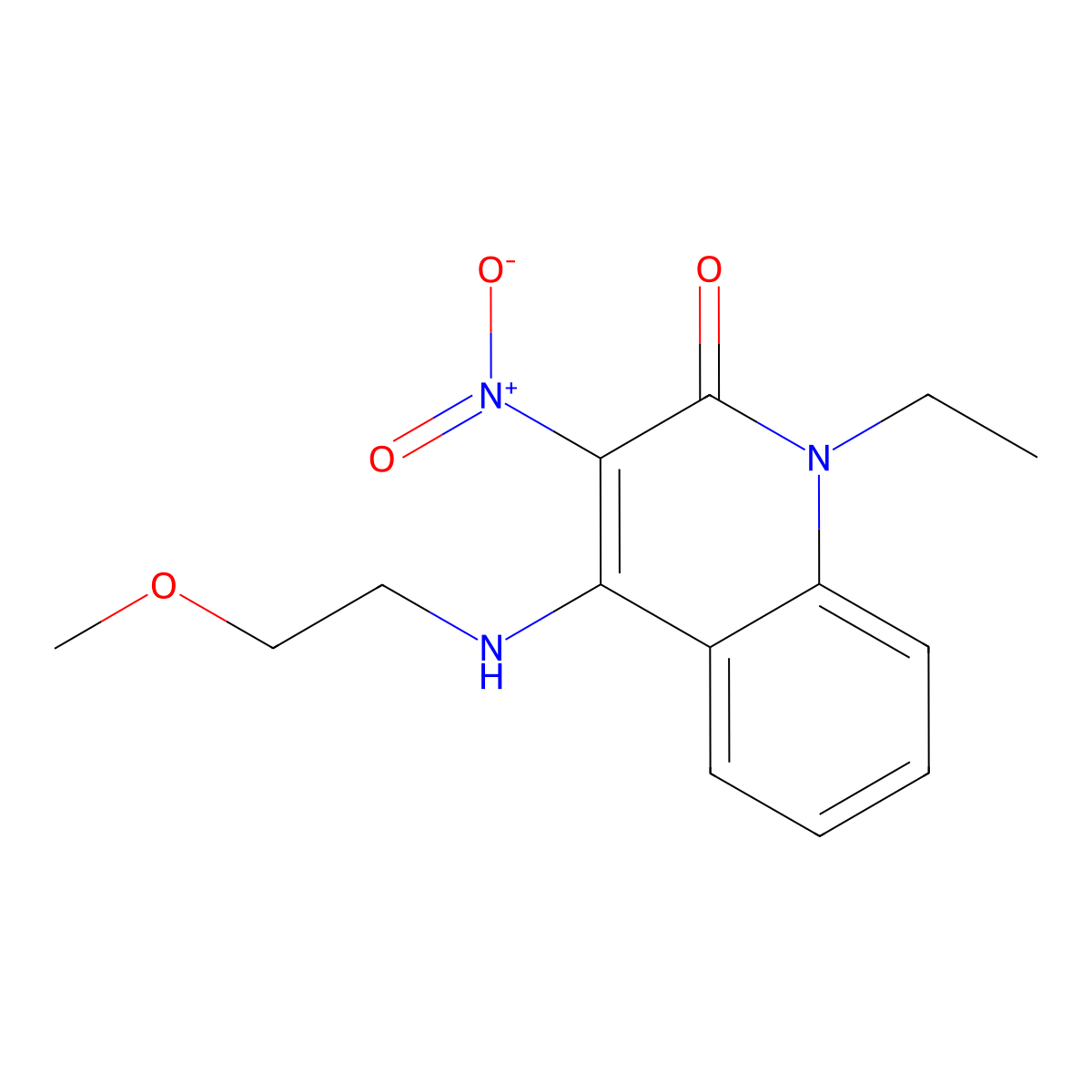1-Ethyl-4-(2-methoxyethylamino)-3-nitroquinolin-2-one molecular structure, CAS 433261-76-8