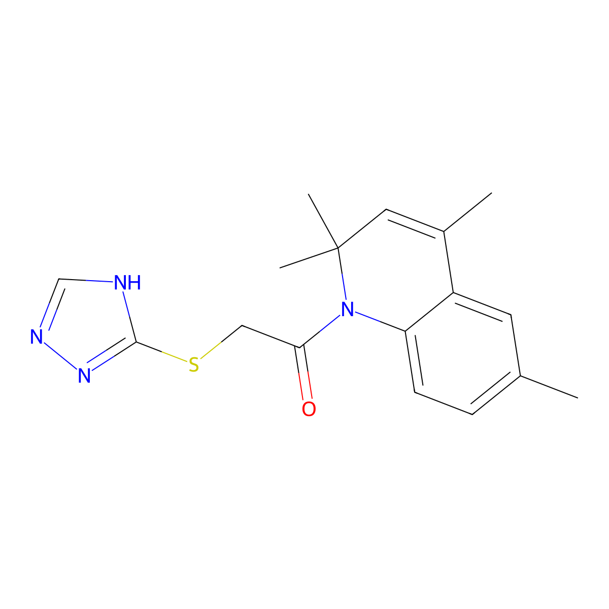 2,2,4,6-tetramethyl-1-[(4H-1,2,4-triazol-3-ylthio)acetyl]-1,2-dihydroquinoline molecular structure, CAS 433261-78-0