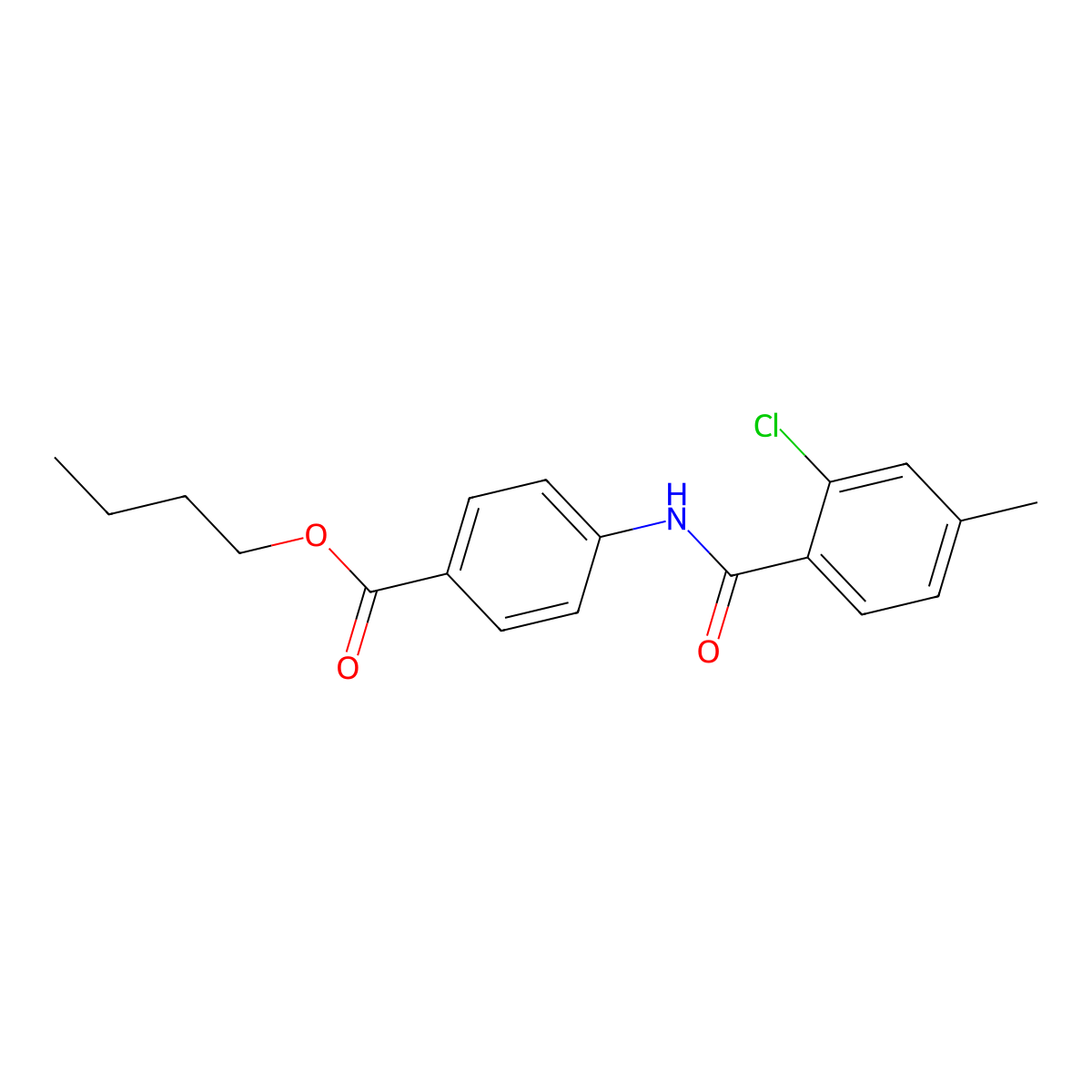 Butyl 4-{[(2-chloro-4-methylphenyl)carbonyl]amino}benzoate molecular structure, CAS 433261-81-5