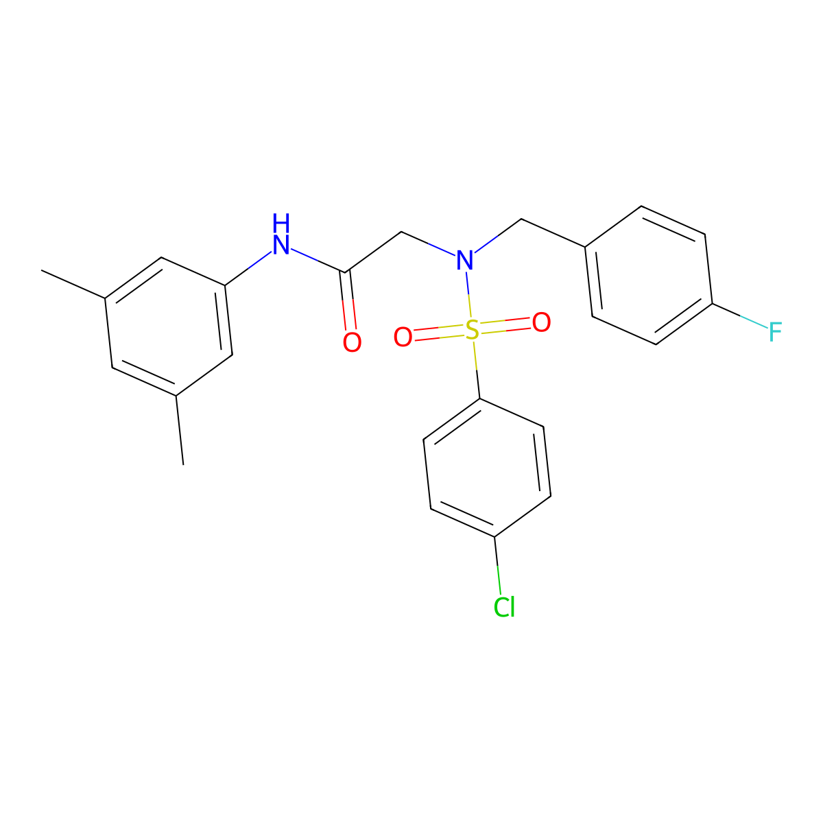 2-[(4-chlorophenyl)sulfonyl-[(4-fluorophenyl)methyl]amino]-N-(3,5-dimethylphenyl)acetamide molecular structure, CAS 433261-99-5