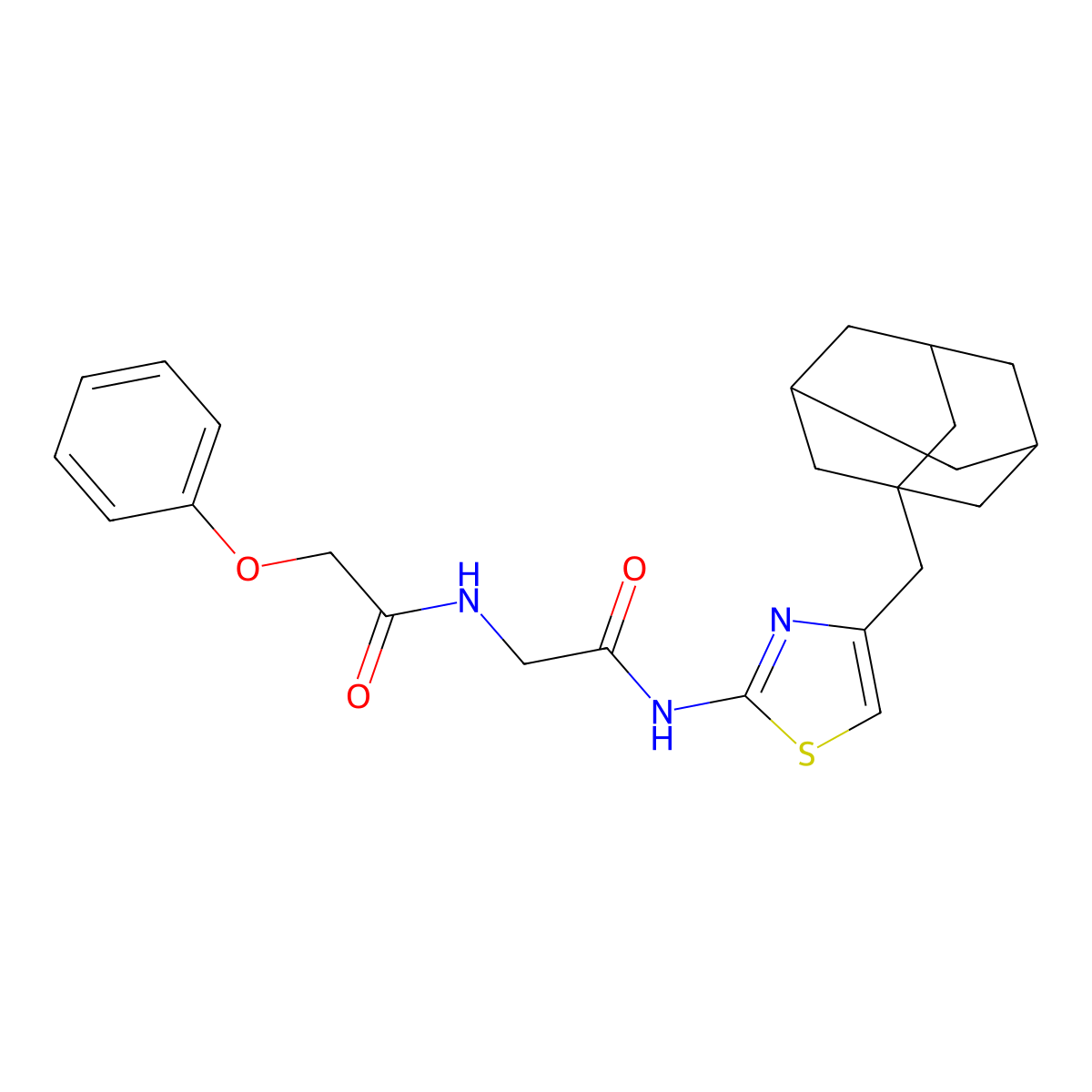 N-[4-(1-adamantylmethyl)-1,3-thiazol-2-yl]-2-[(2-phenoxyacetyl)amino]acetamide molecular structure, CAS 433262-09-0