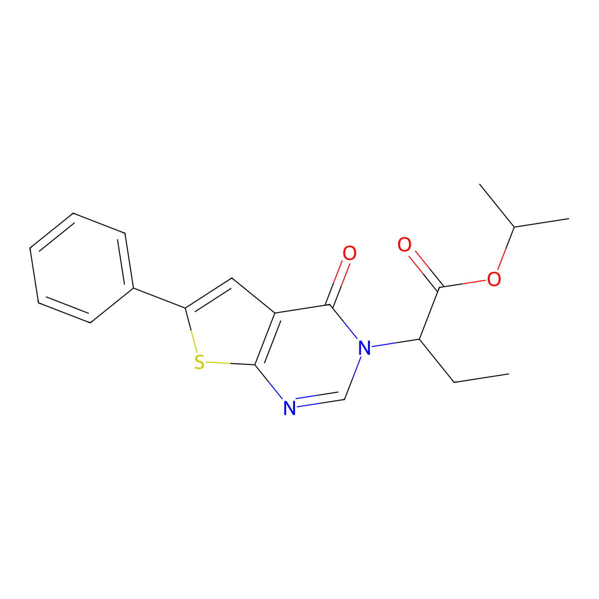 Propan-2-yl 2-(4-oxo-6-phenylthieno[2,3-d]pyrimidin-3-yl)butanoate molecular structure, CAS 433262-18-1