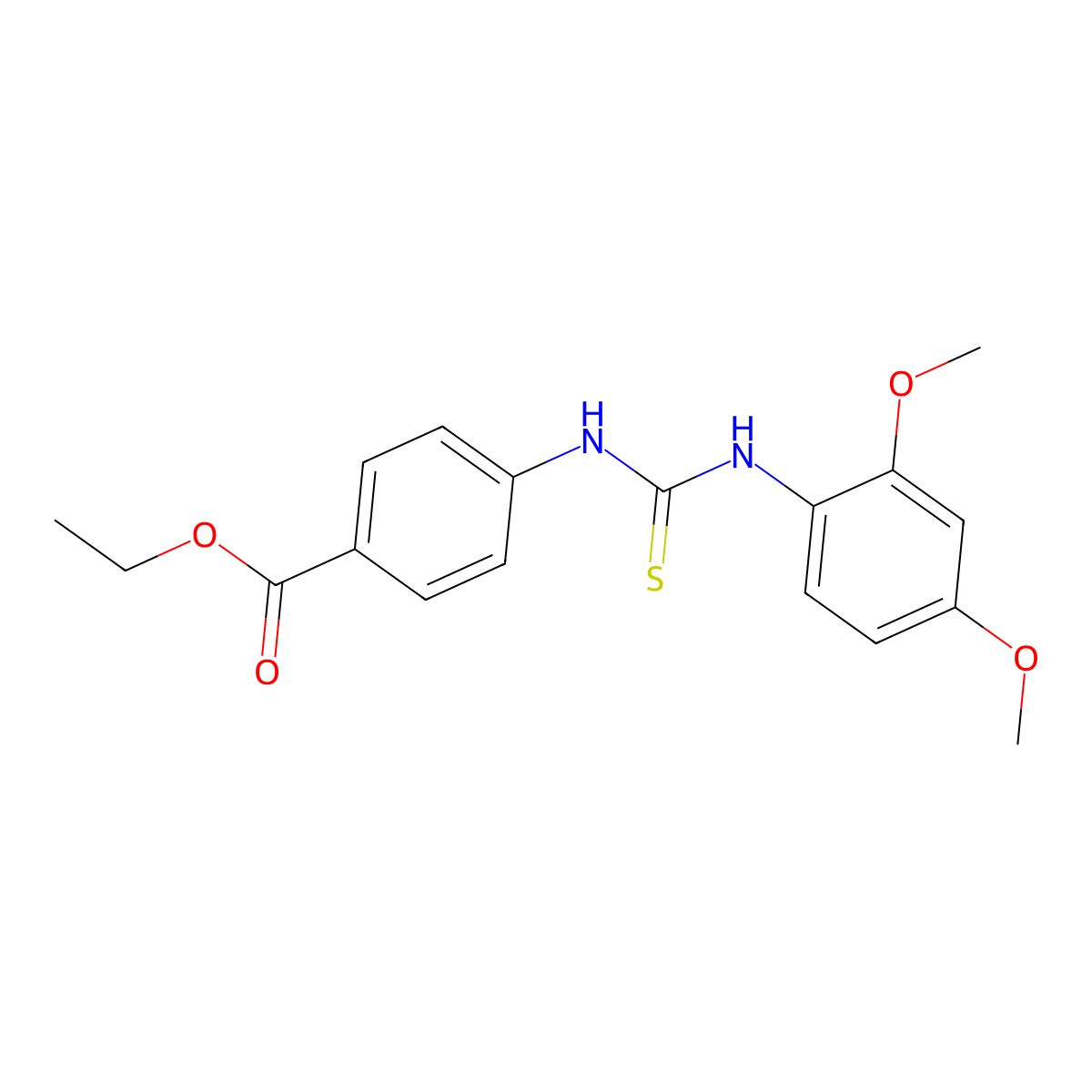 Ethyl 4-{[(2,4-dimethoxyphenyl)carbamothioyl]amino}benzoate molecular structure, CAS 433262-19-2