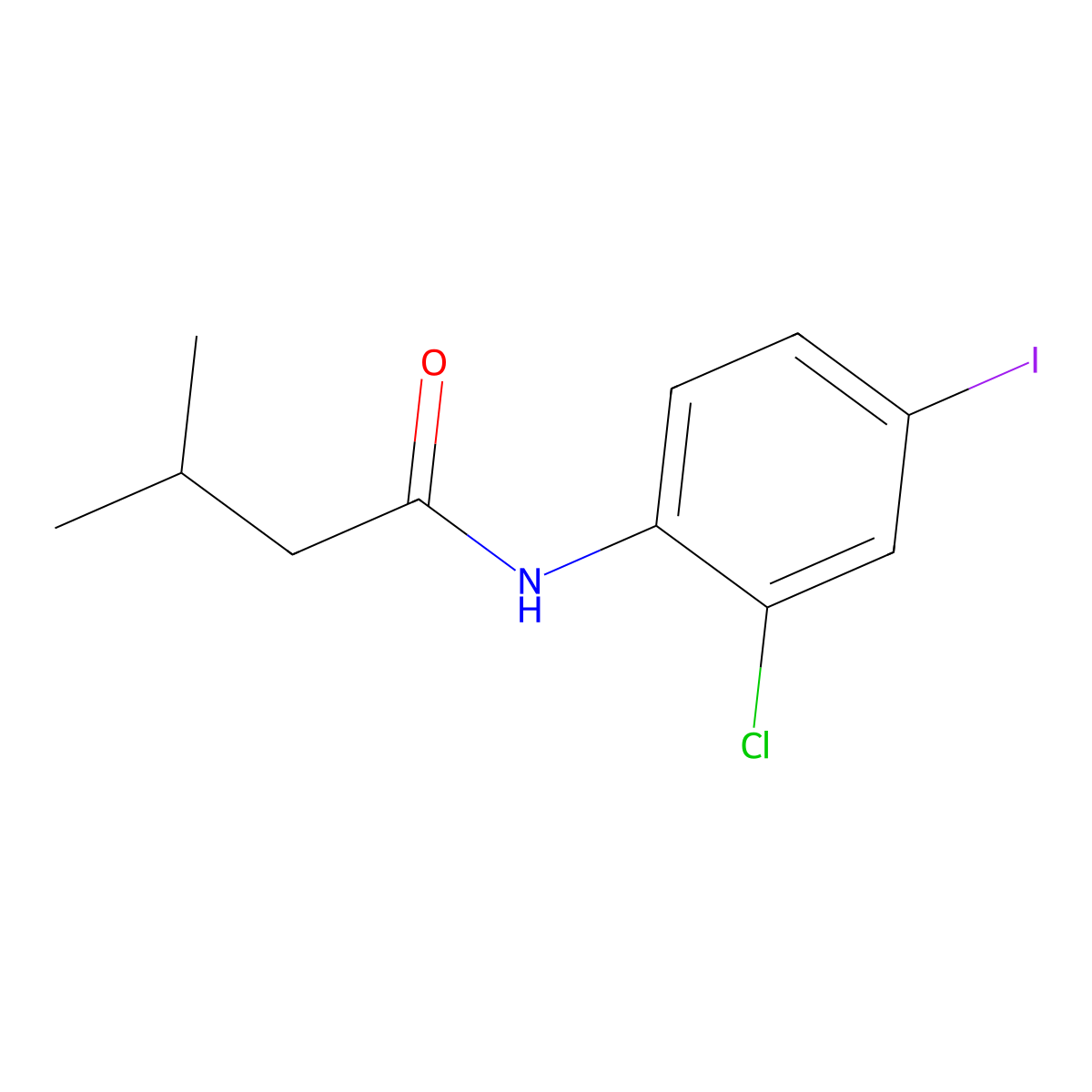 N-(2-chloro-4-iodophenyl)-3-methylbutanamide molecular structure, CAS 433262-33-0