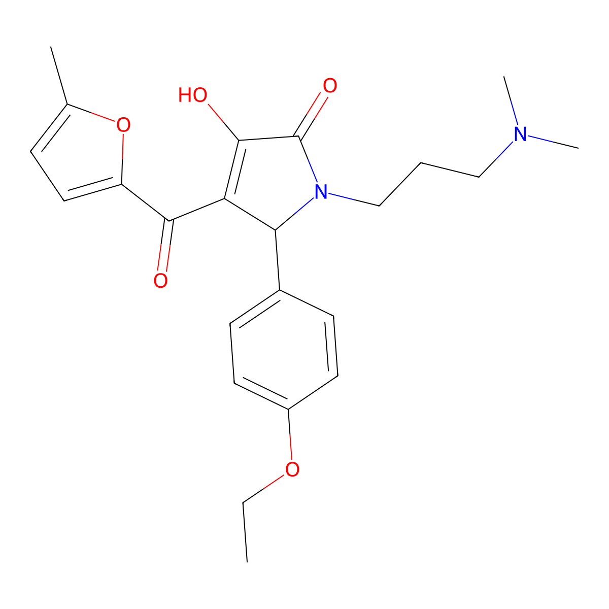 1-[3-(dimethylamino)propyl]-5-(4-ethoxyphenyl)-3-hydroxy-4-(5-methylfuran-2-carbonyl)-2,5-dihydro-1H-pyrrol-2-one molecular structure, CAS 433262-42-1
