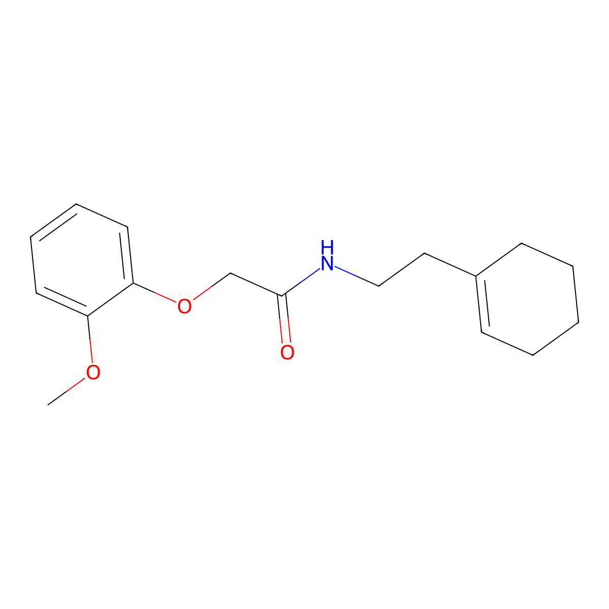 N-[2-(cyclohexen-1-yl)ethyl]-2-(2-methoxyphenoxy)acetamide molecular structure, CAS 433262-50-1