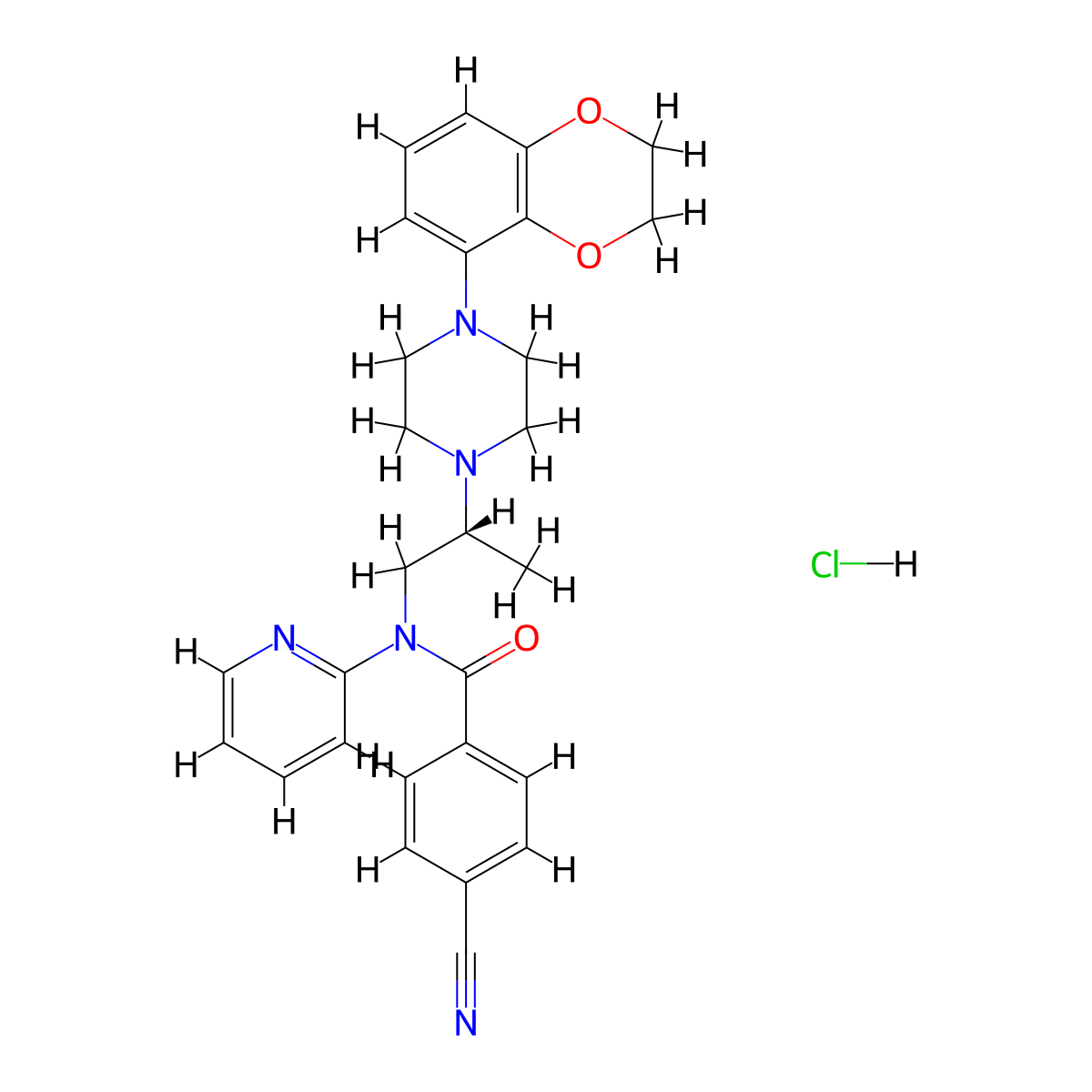Lecozotan hydrochloride molecular structure, CAS 433282-68-9