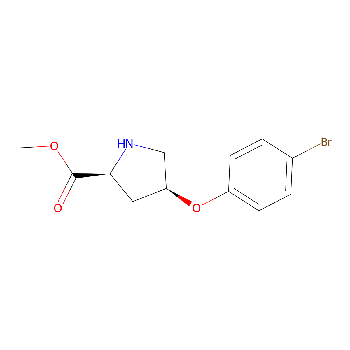 Methyl (2S,4S)-4-(4-bromophenoxy)-2-pyrrolidinecarboxylate molecular structure, CAS 433289-48-6