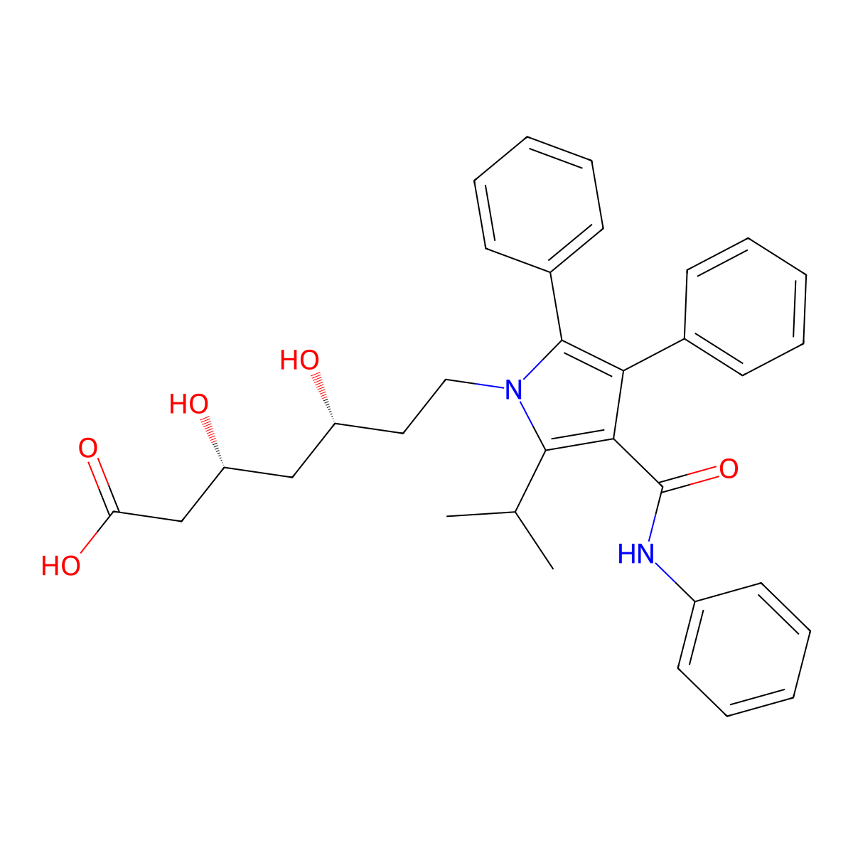 (betaR,deltaR)-beta,delta-Dihydroxy-2-(1-methylethyl)-4,5-diphenyl-3-((phenylamino)carbonyl)-1H-pyrrole-1-heptanoic acid molecular structure, CAS 433289-84-0