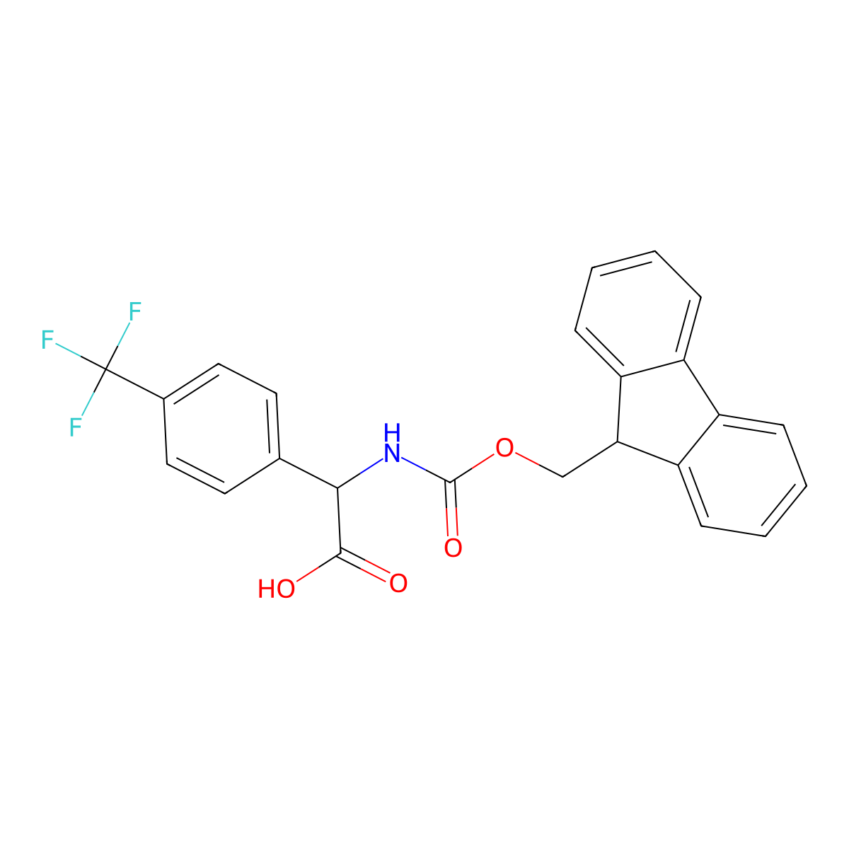 2-((((9H-fluoren-9-yl)methoxy)carbonyl)amino)-2-(4-(trifluoromethyl)phenyl)acetic acid molecular structure, CAS 433292-08-1
