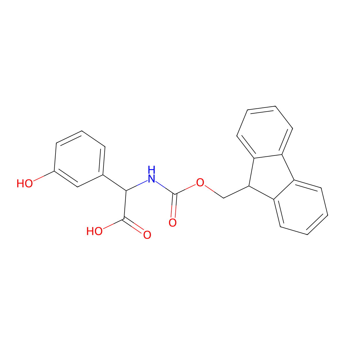 2-((((9H-fluoren-9-yl)methoxy)carbonyl)amino)-2-(3-hydroxyphenyl)acetic acid molecular structure, CAS 433292-11-6