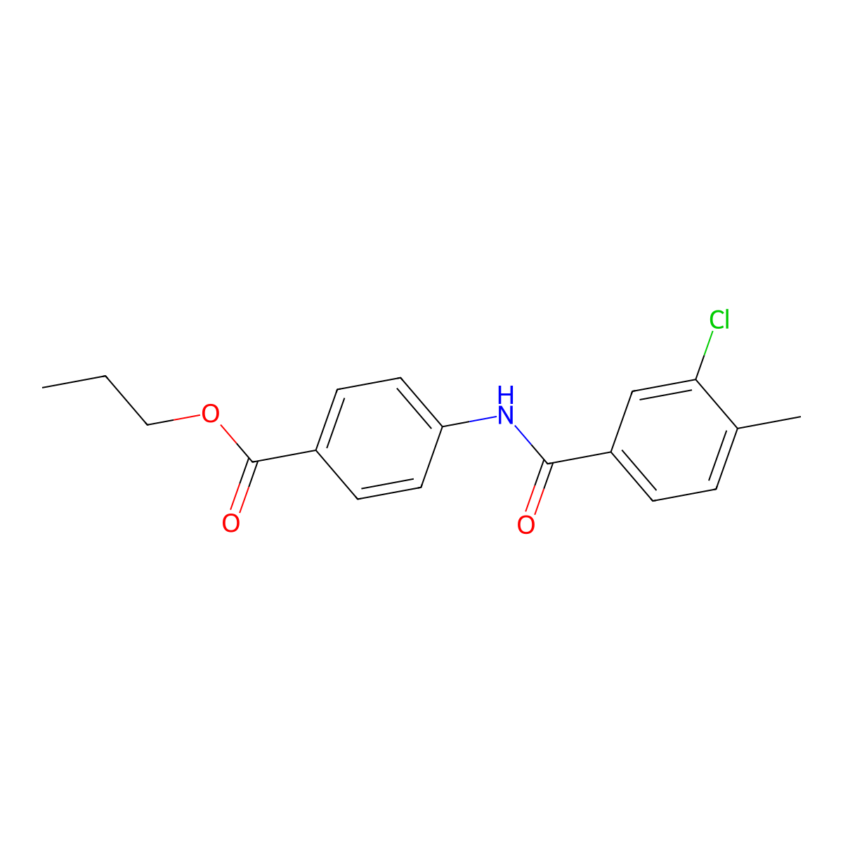 Propyl 4-[(3-chloro-4-methylbenzoyl)amino]benzoate molecular structure, CAS 433305-26-1