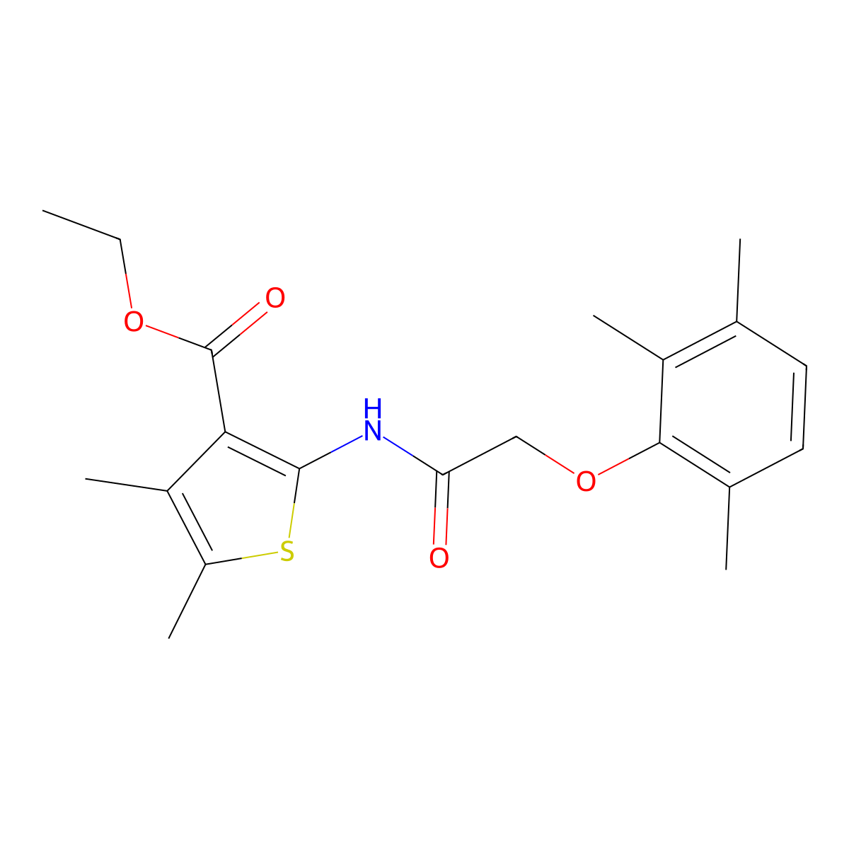 Ethyl 4,5-dimethyl-2-{[(2,3,6-trimethylphenoxy)acetyl]amino}thiophene-3-carboxylate molecular structure, CAS 433305-34-1