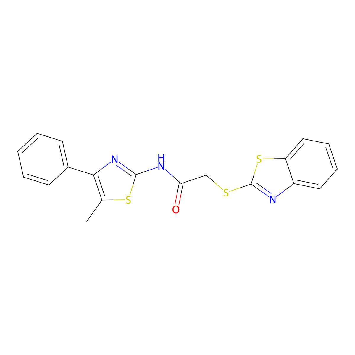 2-(1,3-benzothiazol-2-ylsulfanyl)-N-(5-methyl-4-phenyl-1,3-thiazol-2-yl)acetamide molecular structure, CAS 433305-70-5