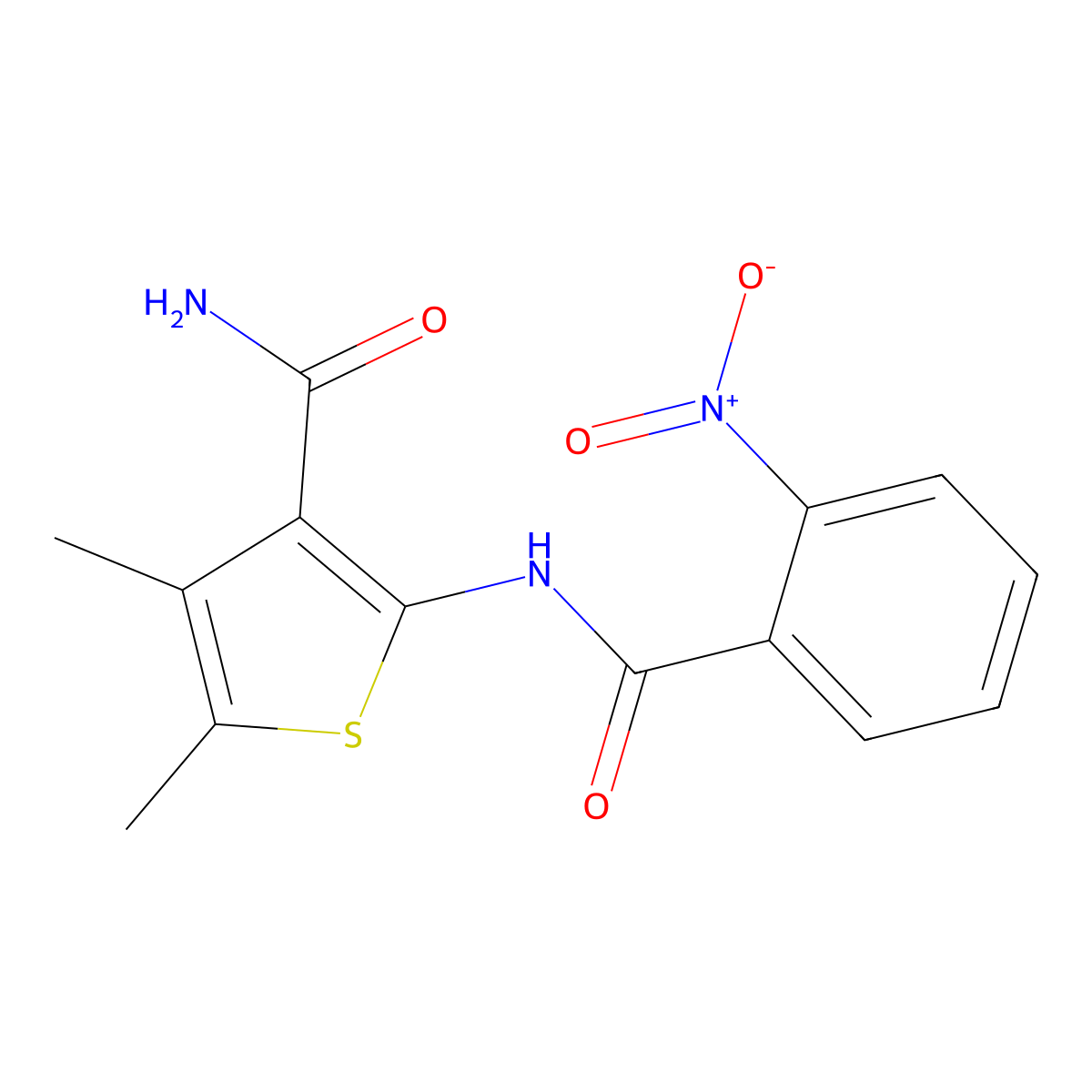 4,5-Dimethyl-2-[(2-nitrobenzoyl)amino]thiophene-3-carboxamide molecular structure, CAS 433306-05-9